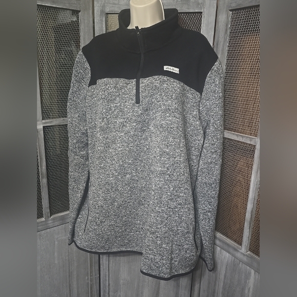 Eddie Bauer Other - Men's Eddie Bauer Black and Heathered Gray Fleece 1/4 Zip Sweater, Sz XXl